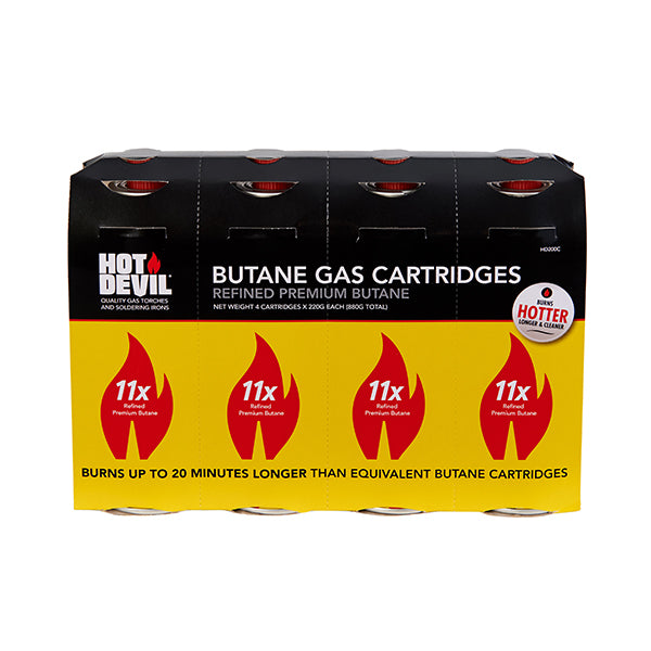 GAS BUTANE CARTRIDGE 220GM PACK OF 4 hot devil
