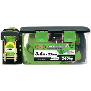 TIE DOWN SET 4PC RATCHET 27MM 340KG