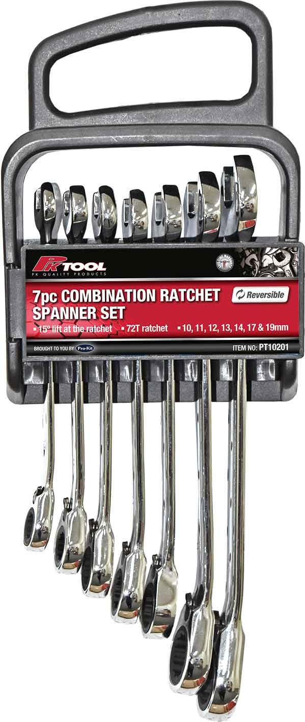 SPANNER SET COMBO RATCHET 7PC