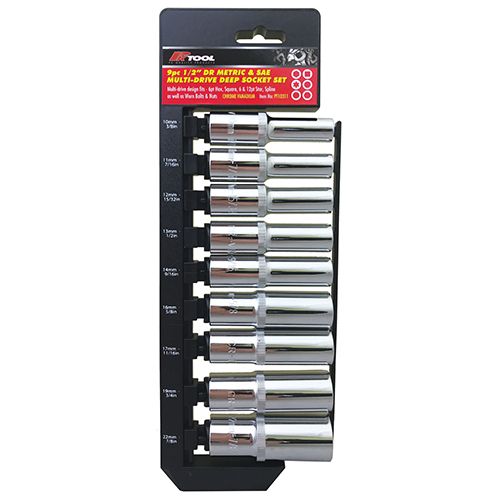 SOCKET SET 9PC 1/2D LONG TEETH