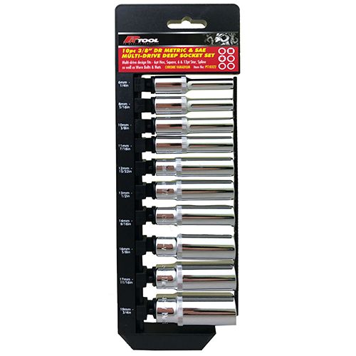 SOCKET DEEP METRIC & SAE 10PC