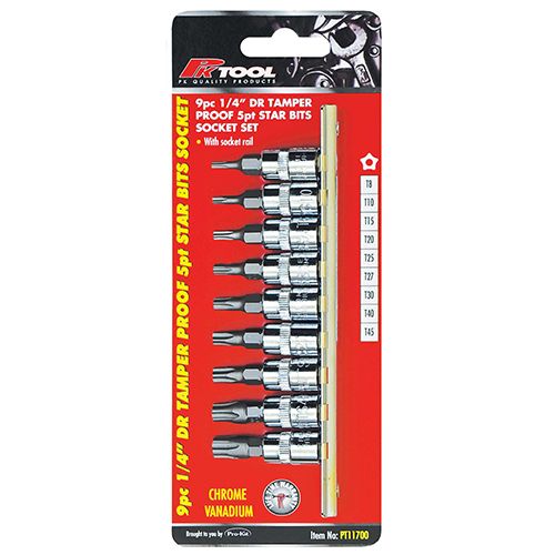 SOCKET SET TAMPER PROOF BIT 9PC