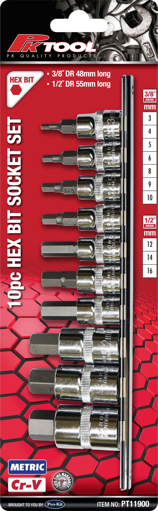 SOCKET SET HEX BIT 10PC