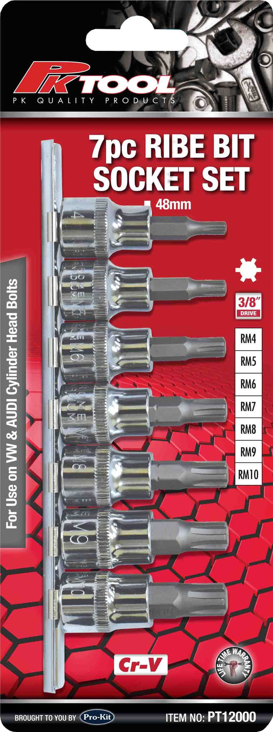 RIBE BIT SOCKET SET 3/8DR 7PC